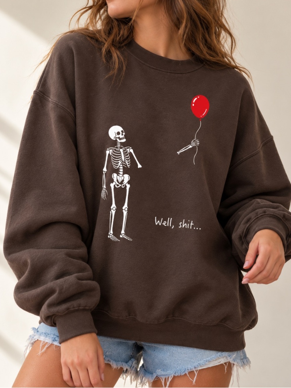 Well Shit Skeleton Halloween Sweatshirt, Skeleton Lost Balloon Sweater